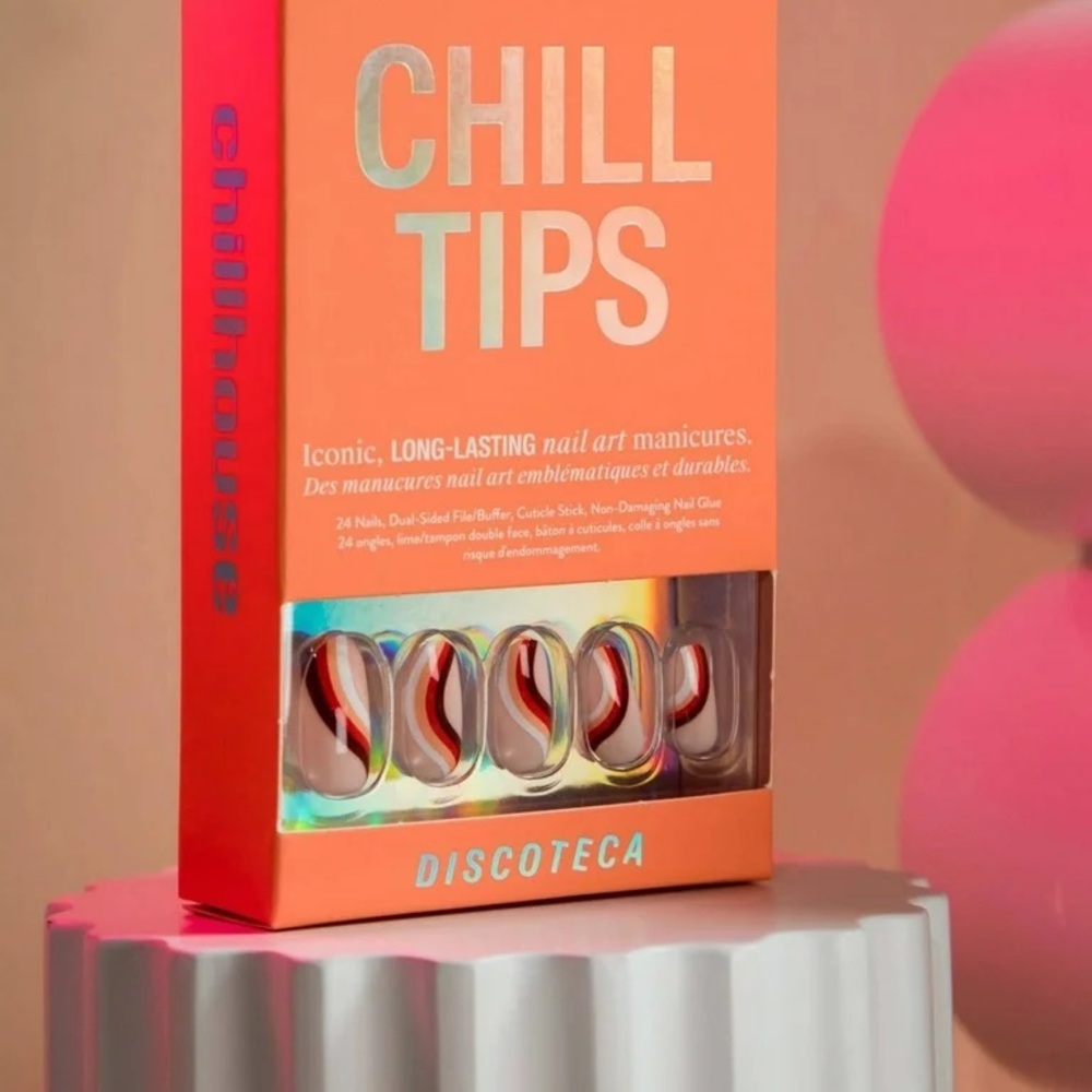 chill house chill tips DISCOTECA 70s rainbow Press On nails Oval